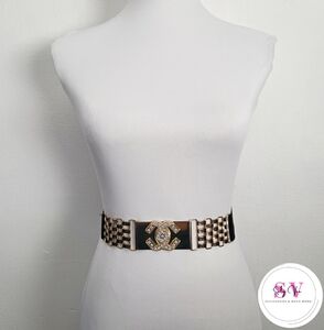 Stretchy Gold And Black Waist Belt